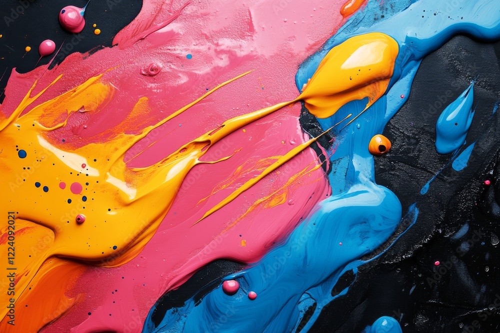 Poster vibrant symphony of colorful abstraction: a visual feast of paint strokes and patterns