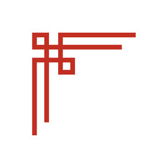 Chinese frame corner. Traditional Asian pattern. For decoration of banner, holiday card and Asian culture product. Vector illustration isolated on white background