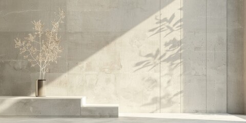 A minimalist aesthetic featuring a light stone grey backdrop, Minimalist design elements arranged symmetrically, Modern minimalist style