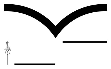 Black V-shaped curve, corn stalk graphic, and horizontal lines, blending organic and geometric design. Ideal for agriculture, growth, minimalism, sustainability, branding eco-friendly ideas