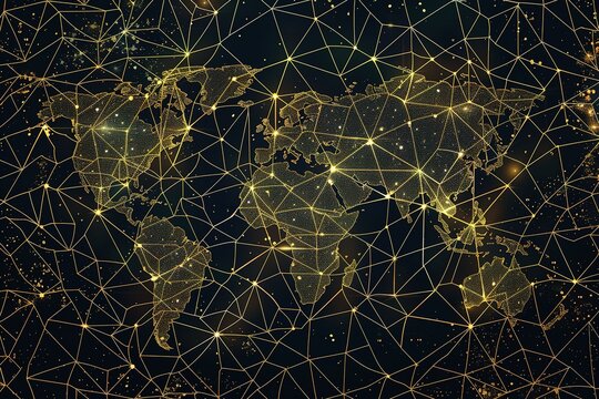 world map Human Brain. Low poly wireframe design of brain in gold style. Polygonal elegant image in RGB color. Best idea concept.