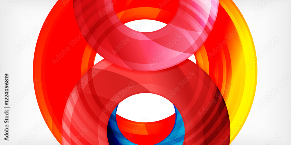 Poster Bright colorful circles with light effects. Abstract background