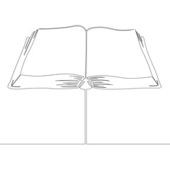 One continuous drawing line logo open big thick old book  .Single hand drawn art line doodle outline isolated minimal illustration cartoon character flat