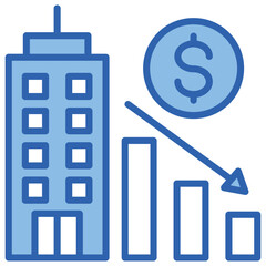 Bankruptcy Blue White Icon