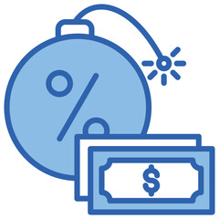 Debt Blue White Icon