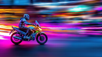 Fototapeta premium Night Rider: Neon City Speed