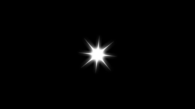 Twinkle Sparkling stars Shine animation on black screen.  Vector, doodles style stars blinking effects with Alpha Channel. Glowing stars sparkle on transparent background. 4K animation