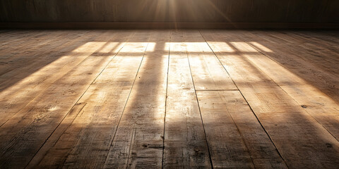 Sunlight Streaming Through Window Casting Shadows on Hardwood Floor : Generative AI