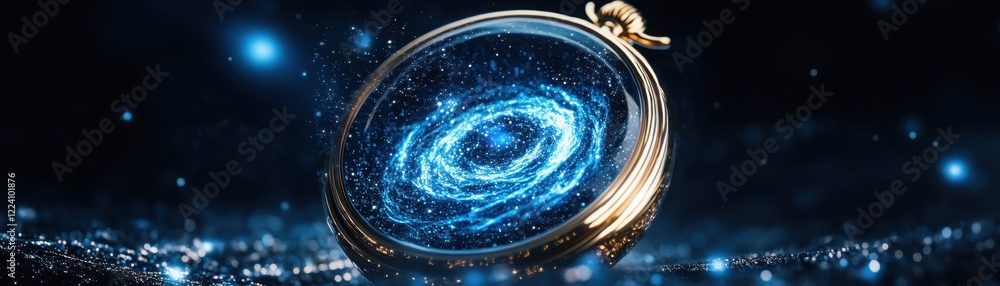 Wall mural cosmic wonder: timepiece displaying universe's secrets: a captivating scene showing a timekeeping de