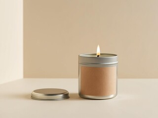 Blank Candle Tin Sliver Jar on nature background