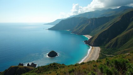 Fototapeta premium High angle view of coastline, Nature background, Travel background