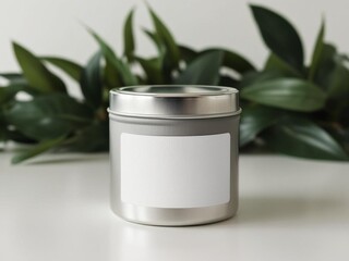 Blank Candle Tin Sliver Jar on nature background