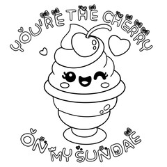 Kawaii Pun Food Match Line Art