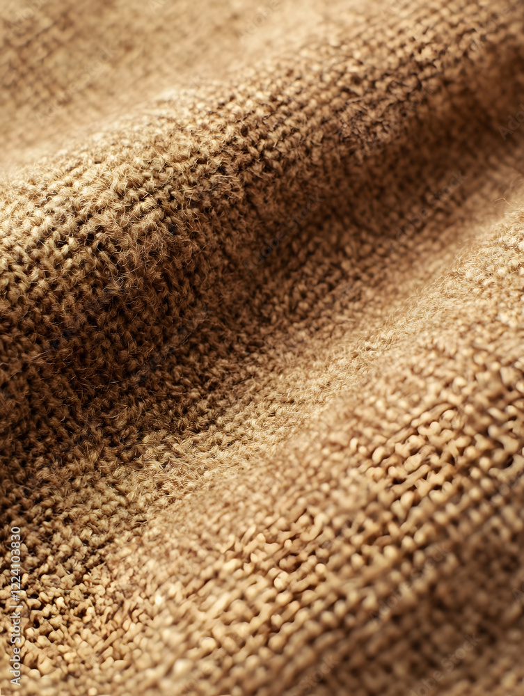 Aufkleber close up of warm brown woolen fabric texture with soft coarse detailing : generative ai