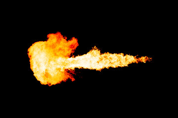 Fire blow, flame breath, element isolated on black