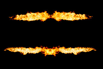 Fire dash isolated on black, title element, underline