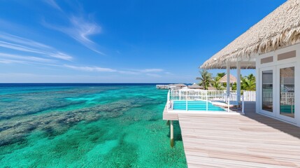 Fototapeta premium Luxury Overwater Bungalow with Ocean View