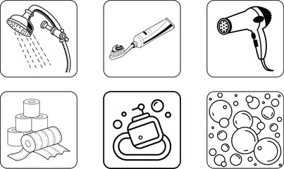 Personal Care And Hygiene Thin Line Icons set