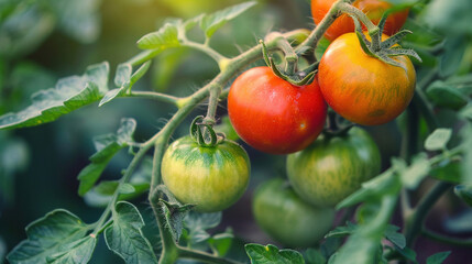 ripe tomatoes in the plant