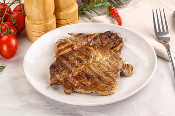 Grilled pork neck sirloin steak