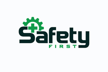 safety construction logo, safety first lettering logo