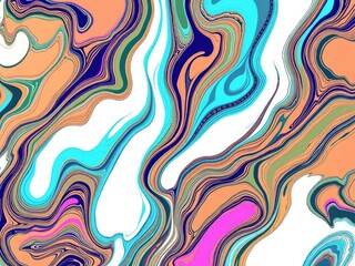 Obraz premium A stylized illustration of a colorful marble pattern created using a combination of shapes and lines on a white background, colorful marbles, shape composition