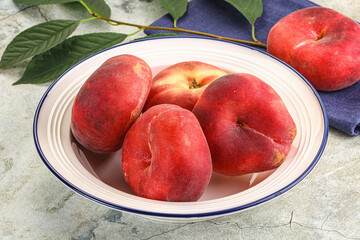 Ripe sweet and juicy Flat peach