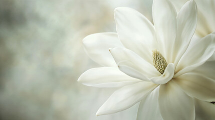 White magnolia flower macro shot. Botanical art and floral photography concept
