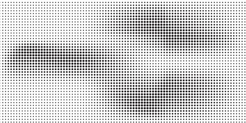 Set of halftone dots gradient pattern texture isolated on white background. Straight dotted spots using halftone circle dot raster texture. Vector blot half tone collection.