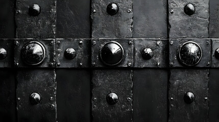 Black metal gate texture, medieval design, architectural detail, castle background, industrial backdrop