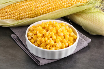 Canned sweet young corn grain