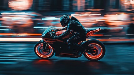 Night Rider: Speed, City Lights, Motorcycle