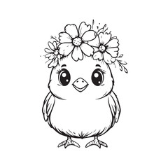 Cute hen with Flower Crown