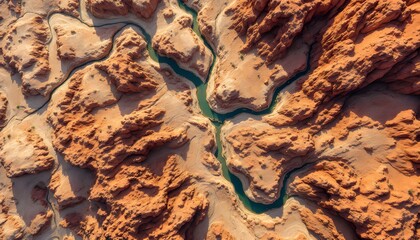 Aerial View of Red Rock Canyon River Landscape