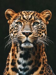 Fototapeta premium A leopard is staring at the camera with its mouth open