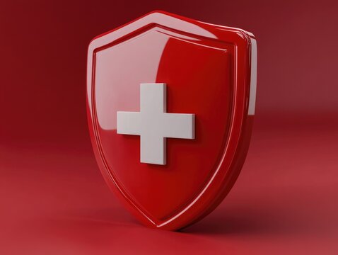 A red shield with a white cross on it