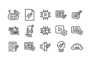 Ai Content Line Icon Set