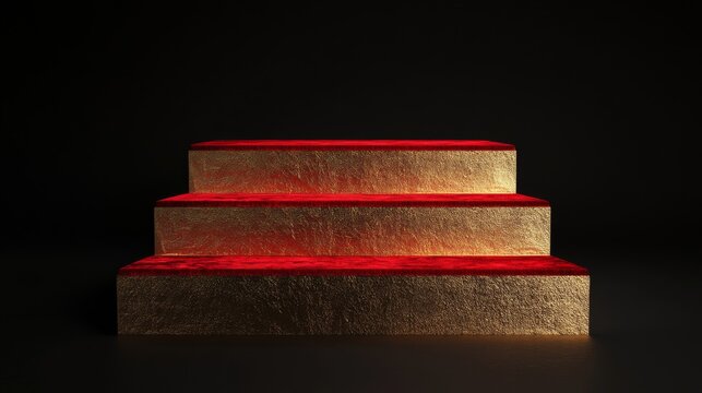 Red and Gold Steps - Modern Podium Design