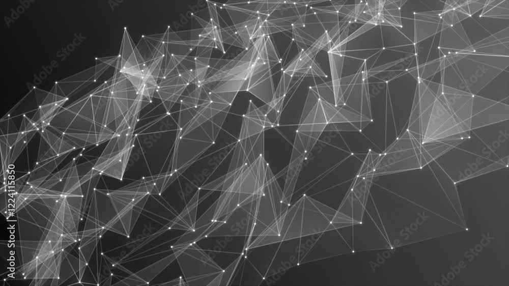 Poster white plexus dot abstract technology futuristic network with loop black background. technology abstr