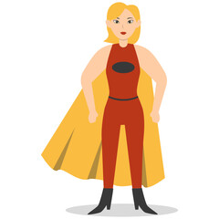 Fototapeta premium Female Superhero Cartoon Character. Vector Illustration on White Background