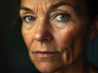 Mature woman with serious expression