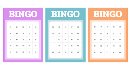 Set of colored bingo cards with numbers design vector