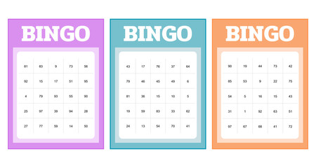 Set of colored bingo cards with numbers design vector