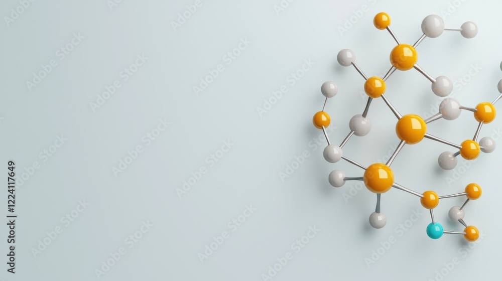 Aufkleber exploring atoms and bonds in colorful molecular structure 3d lab
