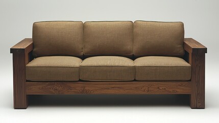 Elegant Wooden Sofa: Modern Design, Rustic Charm