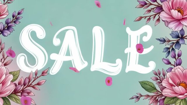 Watercolor floral sale banner with pastel colors