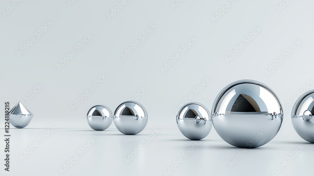 Poster abstract composition featuring a central sphere surrounded by cluster of spheres creating visually s