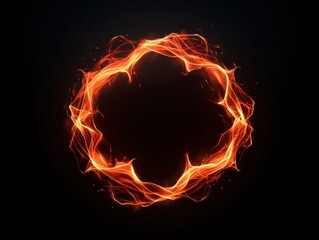 A glowing circular pattern of fiery orange and red light against a dark background, creating a mesmerizing visual effect.