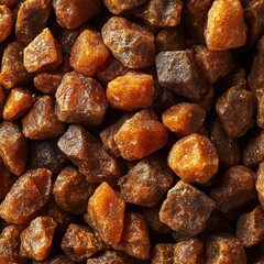 Obraz premium Natural brown sugar crystals close-up, perfect for culinary and food photography.