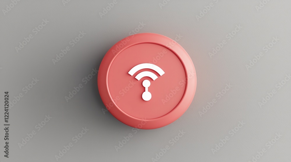 Poster modern wifi symbol on a circular pink button design